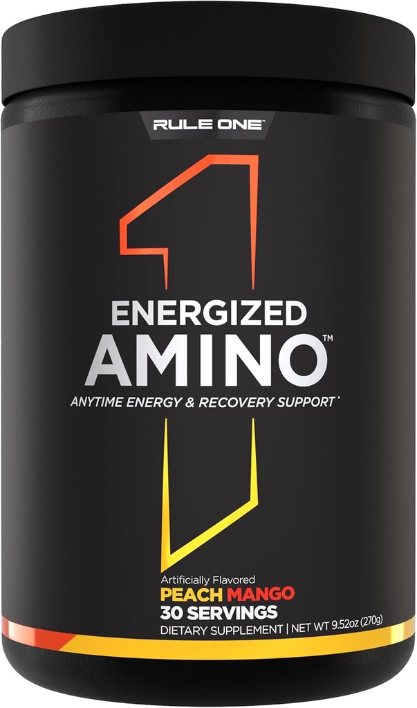 Rule 1 Energized Amino – BCAAs、グルタミン、Citrulline、ベータアラニン、グリーンコーヒー&ティーリーフ抽出物からカフェイン(30サービング、ピーチマンゴー)