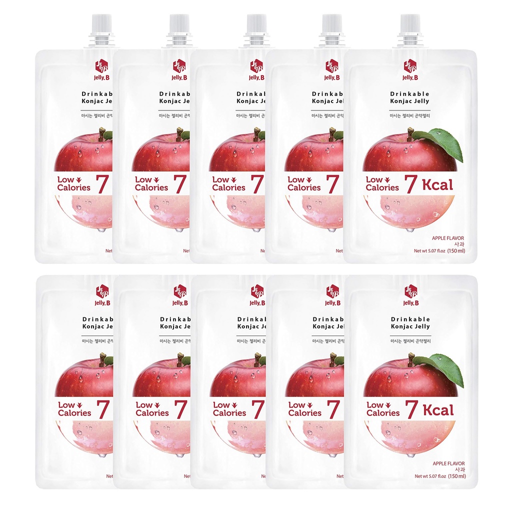 JELLY B ドリンク こんにゃくゼリー (10 パック 150ml) - 0 グラム砂糖、わずか 6 kcal 各パケット (アップル)