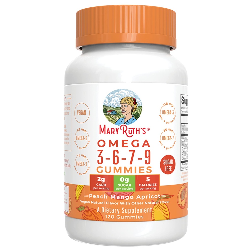 Mary Ruth's Omega 3-6-7-9 Gummies、120 CT