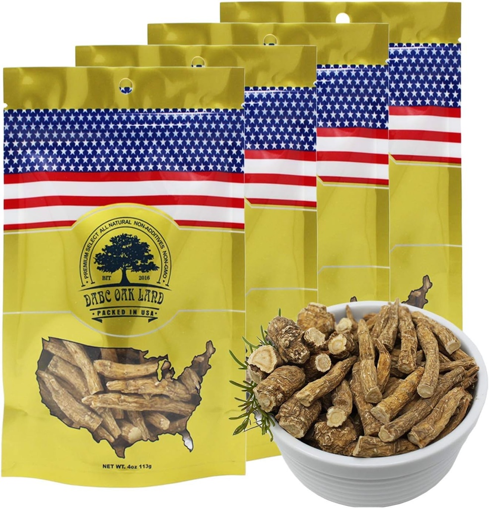 American Ginseng Slices from Wisconsin (Sliced Ginseng Root Wisconsin Grown!Most People Use It to Make Ginseng Tea! Good for Health! (American Ginseng Large Branch, 4 Packs of 1 Pound)
