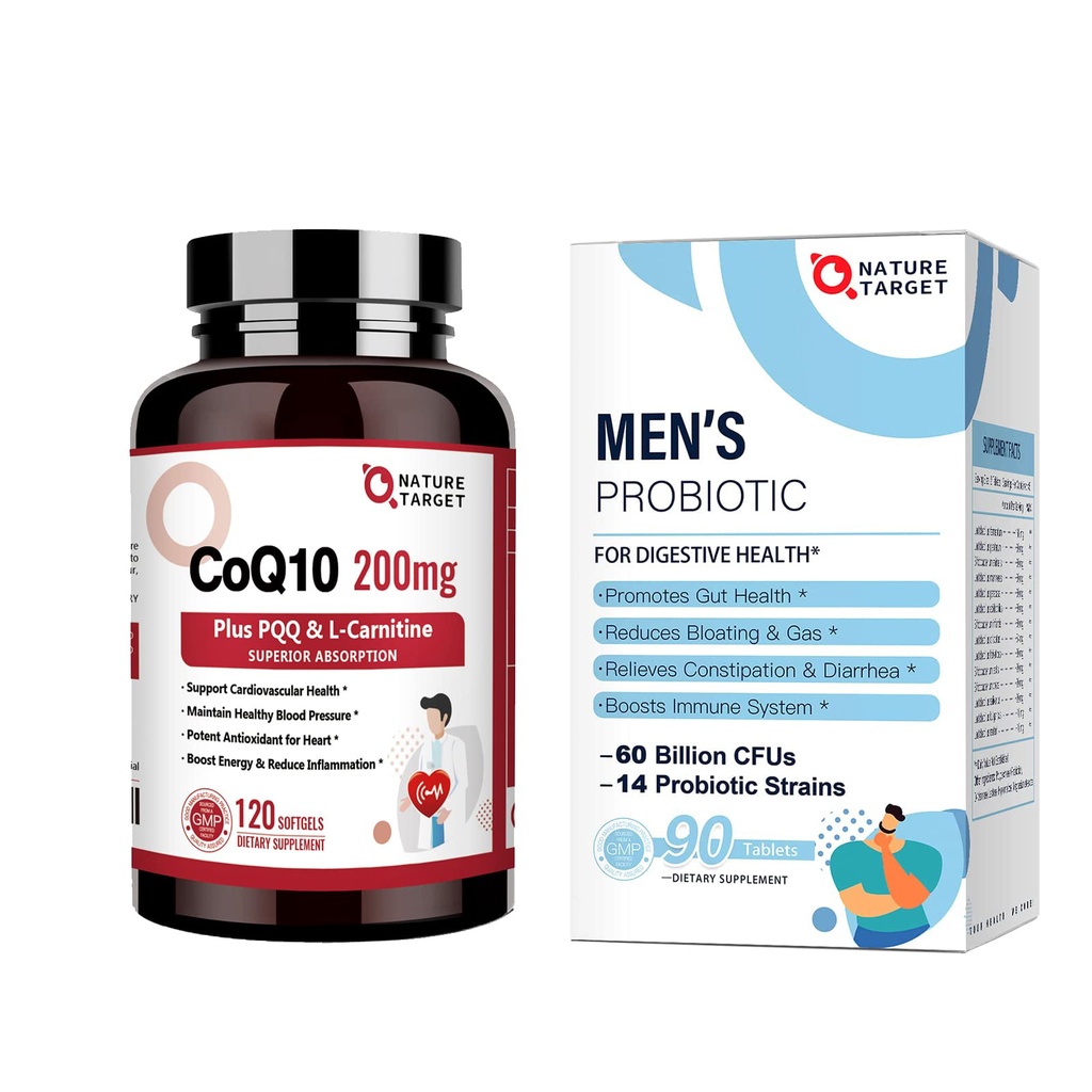 男性の60億CFUs14の緊張及びPQQ Lカルニチン及びオメガ3sが付いているCoQ10-200mgのためのNATURE TARGETのプロバイオティクス