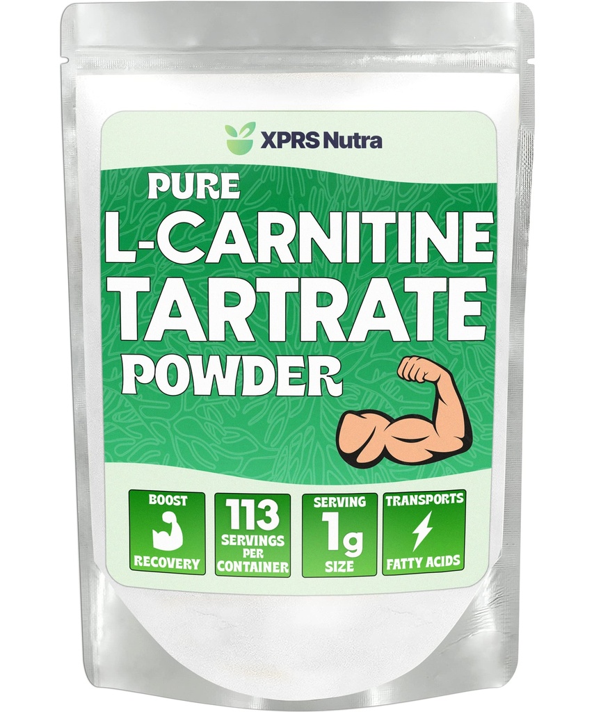 XPRS Nutra L カルニチン L タルトレートパウダー - プレミアム純粋な L カルニチン タルトレート - L カルニチン - ビーガンフレンドリーなバルク L カルニチンパウダー - アミノ酸サプリメント (4 オンス)