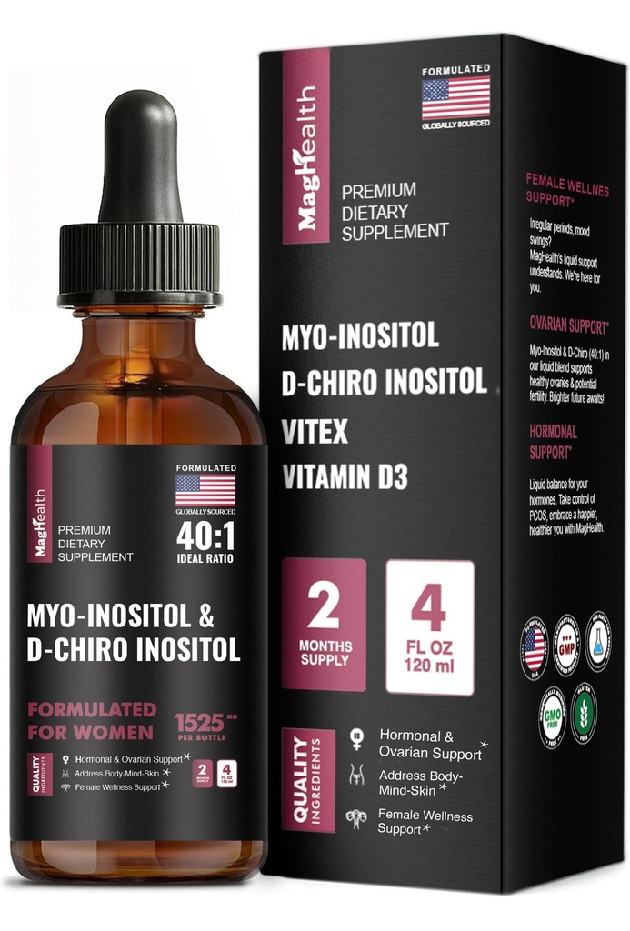 Myo-Inositol&D-Chiro Inositol - 40:1の比率 - 60日の供給 - 全体的なバランスを促進するための女性の健康サポートと毎日のウェルネスサポート - プレミアムイノシトールサプリメント