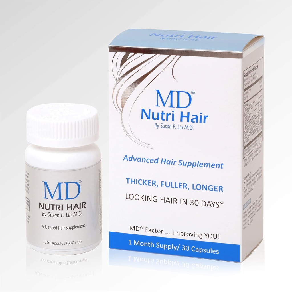 MD Nutriの毛の成長はBiotinと補います(30のカプセル) | 毛損失のために、毛の取除くこと、薄くなること、破損及びより長く、より厚い毛を促進します