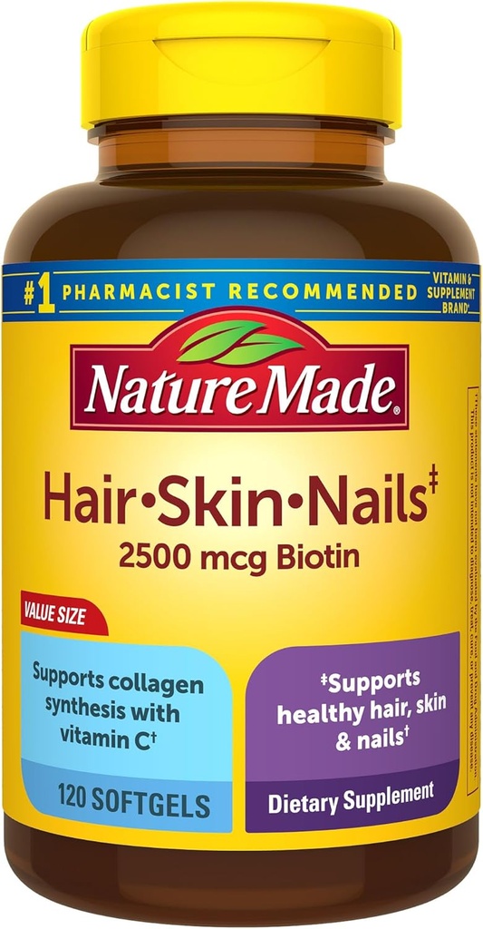 自然はBiotin 2500 mcg、健康な毛皮および釘サポート、120のSoftgelsの120日の供給のためのサプリメントが付いている毛皮および釘をなしました