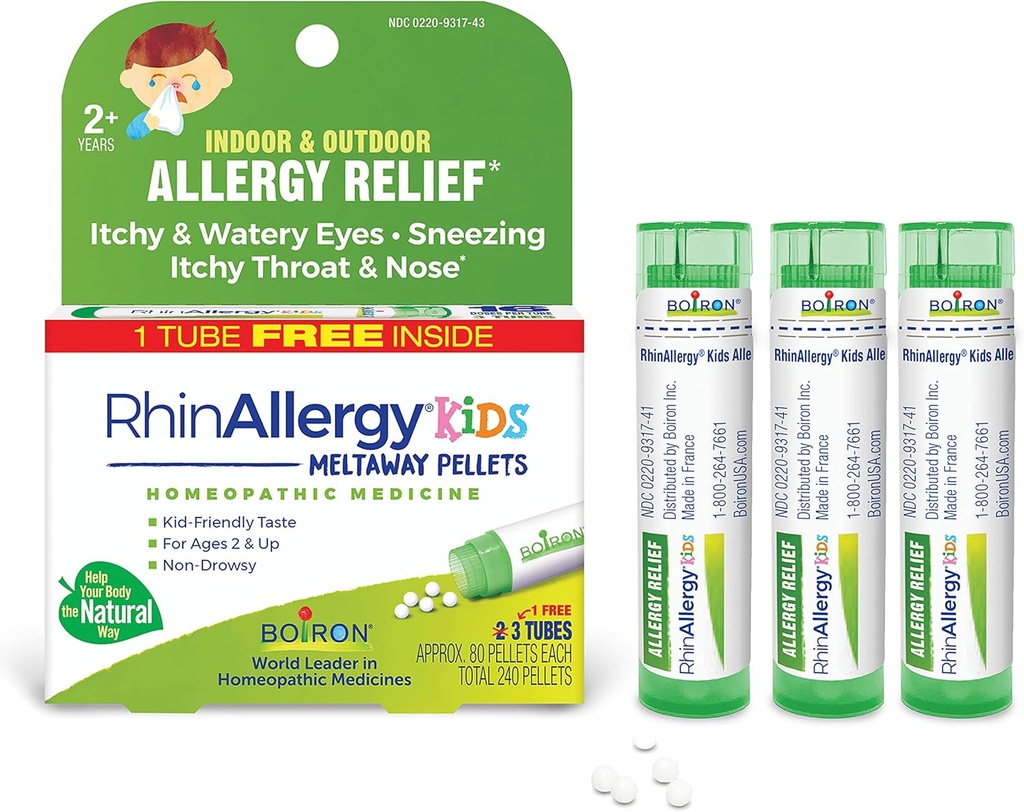 Boiron RhinAllergyは、Sneezing、Ranny Nose、およびItchy EyesまたはThroatのアレルギー症状から救済のための小冊子を子供 - 3カウント(240小冊子)