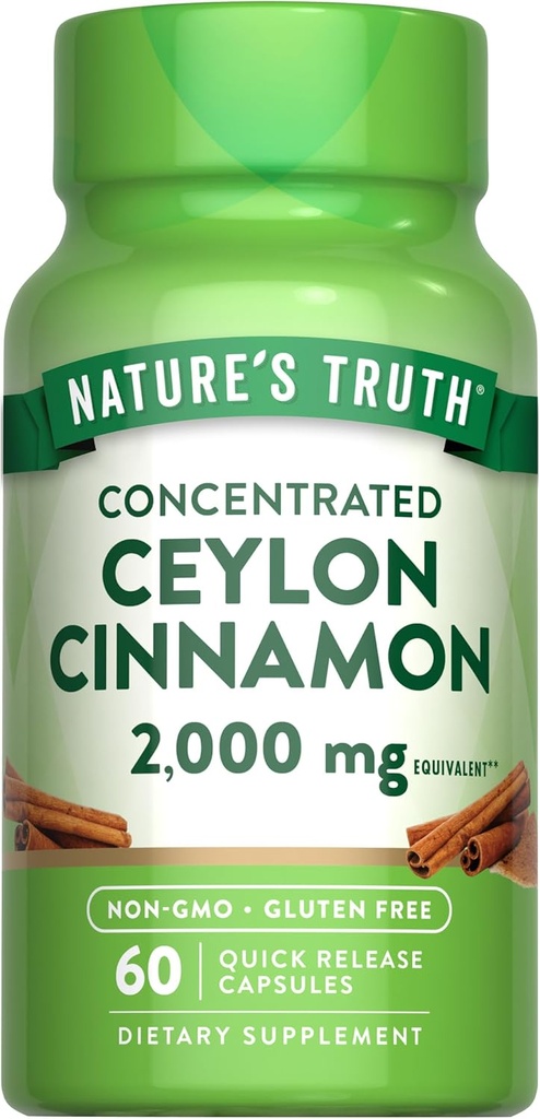 Nature's Truth Ceylon Cinnamon Pill Capsules | 2000mg | 非GMO&グルテンフリーサプリメント