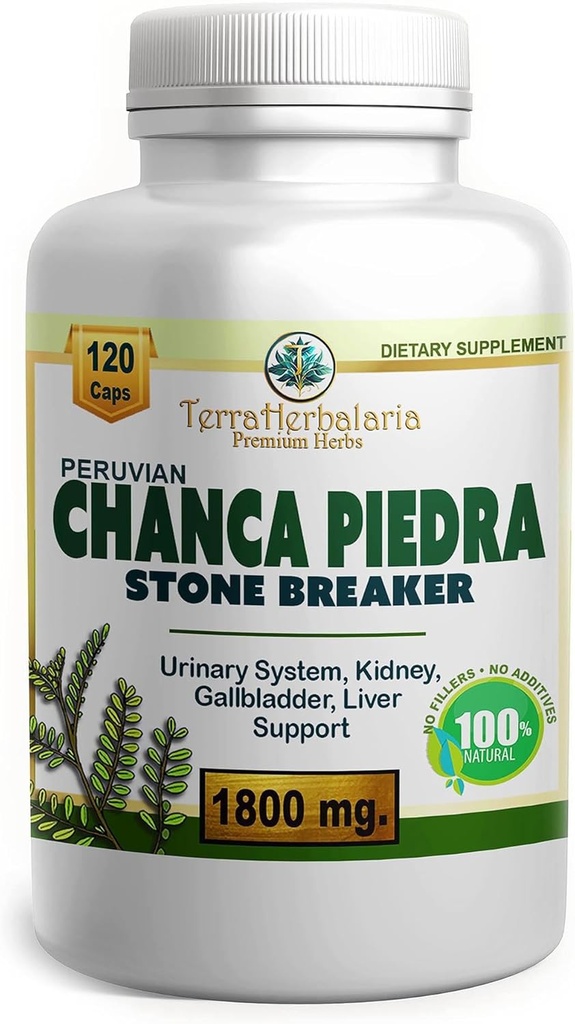 Chanca Piedra Stone Breaker | ペルーのプレミアムチャンカピドラでアメリカ製 | 1800 mg | ストーン・ディスソルバー・クラッシャー | キッズ&ガブラッダー・サポート | ライバー・サポート, フラッシュ,120 ベジタリアン・ソフトカプセル