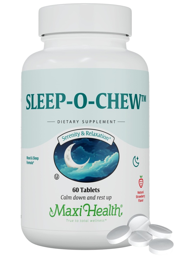 Maxiの健康の睡眠-O-Chewのいちごはマグネシウム、イノシトール、L-Tryptophan、睡眠サポートのための3mgのメラトニン-大人のための睡眠の援助、コザーの睡眠の補足、60の計算を形作ります非習慣------
