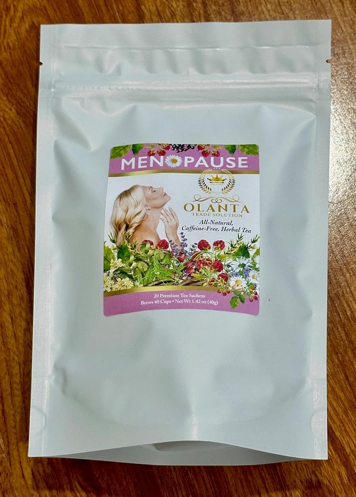 NATURAL MENOPAUSE TEA - 女性のためのハーブサプリメント, サポートホルモンバランス, ホットフラッシュ時のサポート, 更年期ブレンド, Ashwagandha - 20 プレミアムティーサチェット