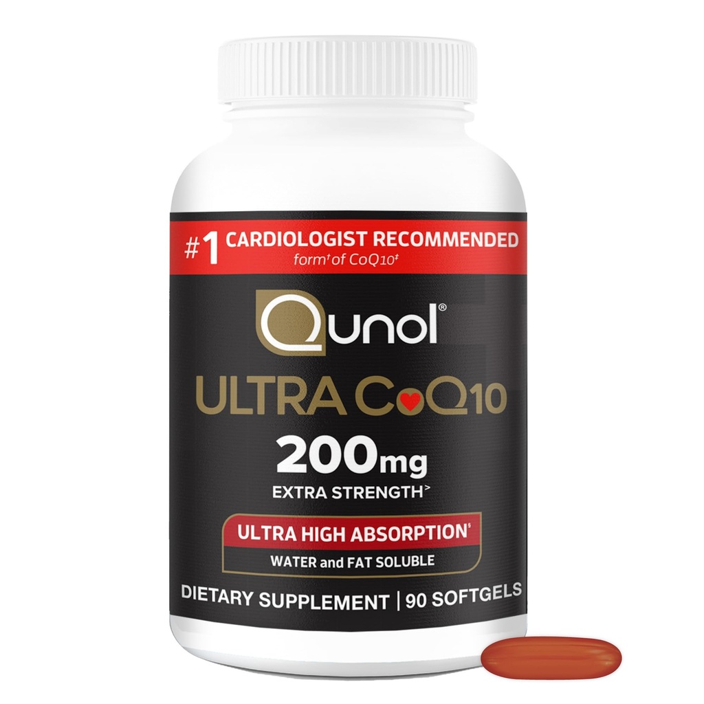 Qunol CoQ10 200mgのSoftgelsの超CoQ10 -超高吸収の補酵素Q10の補足-管のおよび中心の健康及びエネルギーの生産、90の計算のための酸化防止の補足