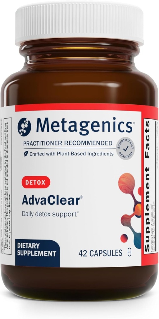 Metagenics AdvaClear - Daily Detox Support with B Vitamins, Zinc & Pantothenic Acid - Supports Liver & Immune Health* - Non-GMO, Gluten-Free, Vegan - GMP Certified Facility - 42 Capsules