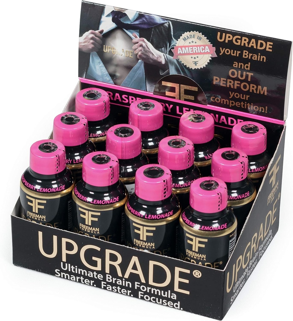 Upgrade Brain Supplement - Enhances Memory, Concentration, Focus & Clarity - Proprietary Blend of AAKG with Beta Alanine, Alpha GPC, Green Tea & Ginkgo Biloba-2 Fl oz (12 Pack)