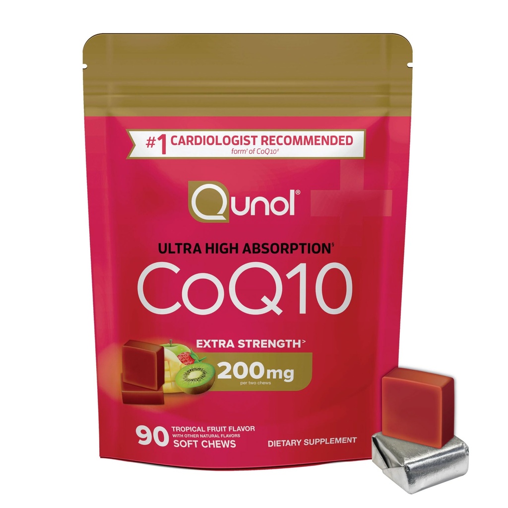 Qunol CoQ10 200mgの柔らかい咀嚼、余分強さ及び超高吸収の補酵素Q10の補足、中心の健康、90の計算のための1心臓専門医の推薦された補足