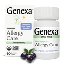 Genexa Allergy Care | 薬の無料・非眠アレルギー・成人向け治療 | 完全菜食主義者・非GMO | 体外アレルギー対応の安心・清潔感 | オーガニックアサイベリーフレーバー | 60 Chewable錠