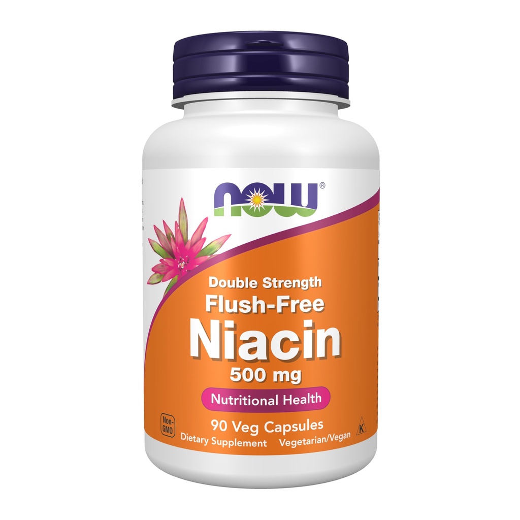 NOW食品は、ナイアシン(ビタミンB-3)500mg、フラッシュフリー、ダブル強度、栄養健康、90ベジカプセルを補います