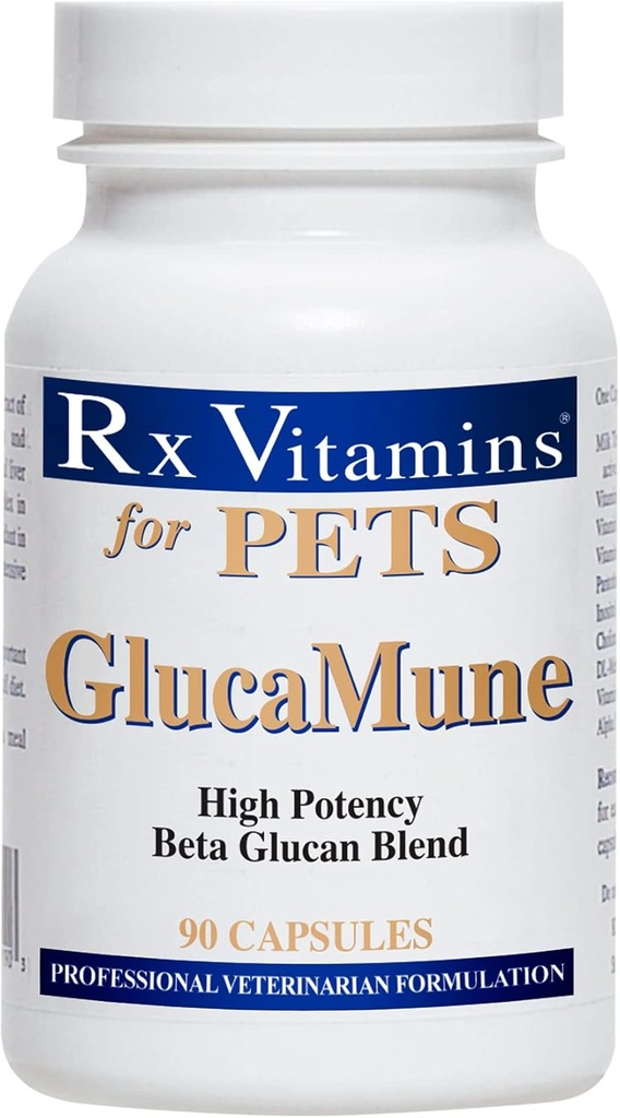 RxビタミンGlucaMune - Beta Glucanと犬&猫免疫サポートサプリメント - 屋内猫のための毎日のビタミン - エイドインフェライン&犬の傷のケア、腸の健康 - 90ct