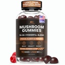 効果的なNutraキノコグミー2500mg - 10in1ライオンのマネ、10in1ライオンのマネ、レイシ、チャガ、コルディプス&その他 - 焦点、明快さ、記憶、免疫、エネルギー - 自然ラズベリー味、ビーガン、米国製(90カウント)