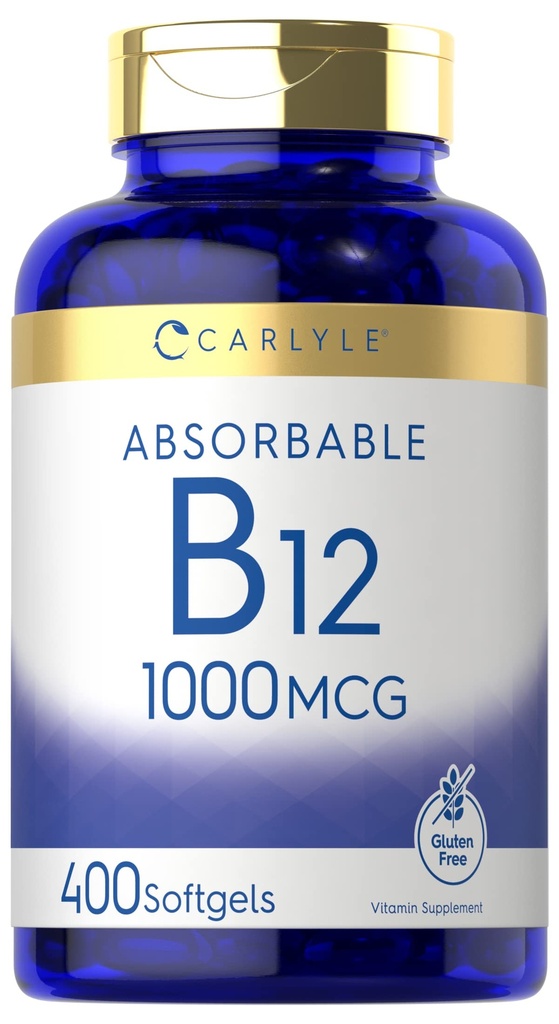 ビタミンB12 1000 mcg 吸収可能 | 400 Softgels | 非GMOおよびグルテンフリーの補足