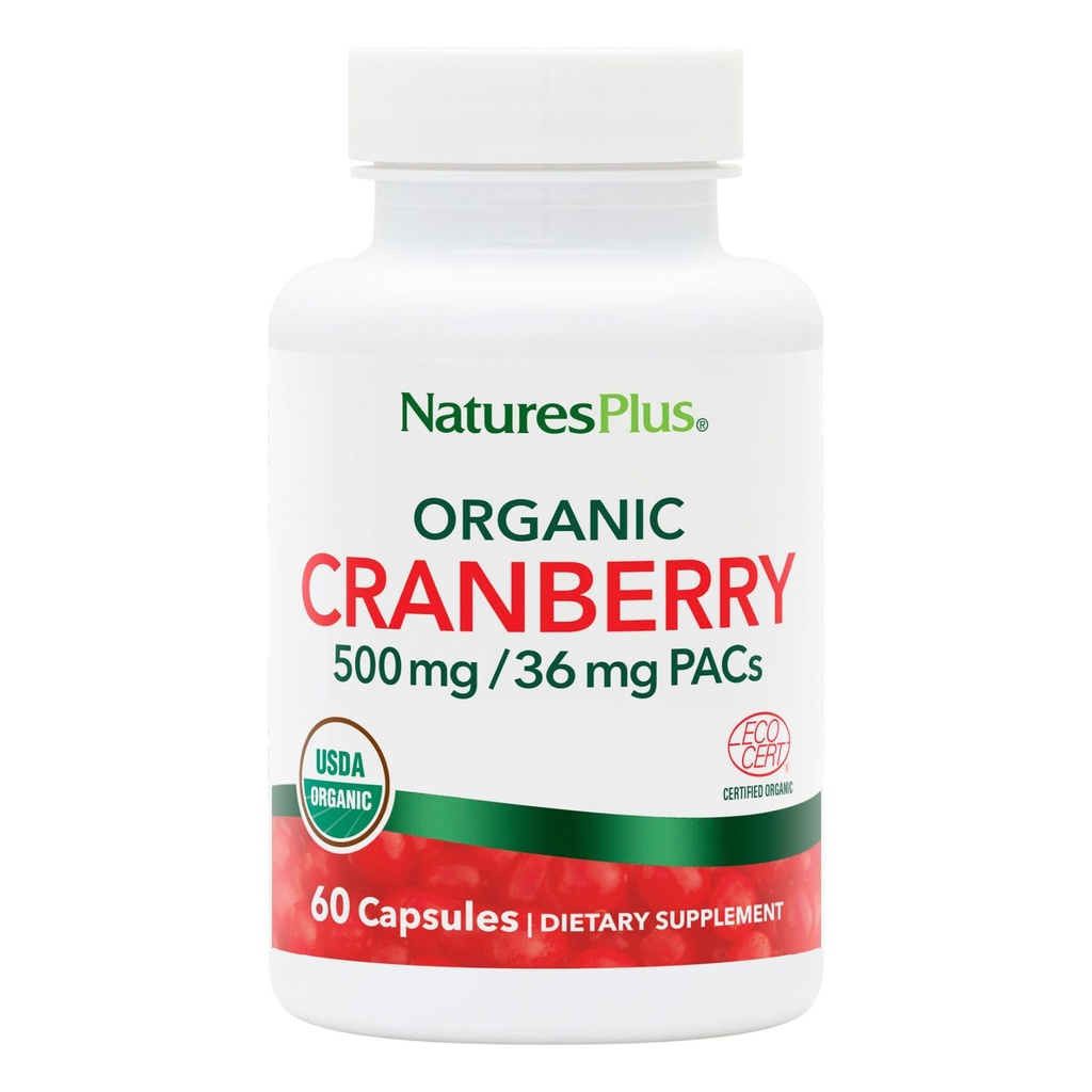 NaturesPlusオーガニッククランベリー500mg - 60カプセル - 健康的な尿路を促進するのに役立ちます - USDA認定オーガニック、ビーガン、グルテンフリー、非GMO - 30サービング