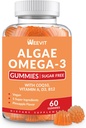 砂糖の自由なオメガ3グミー、大人のための藻類オメガ3の補足、オメガ3 DHA 240mg、EPA 110mg w/Vitamin B12、CoQ10