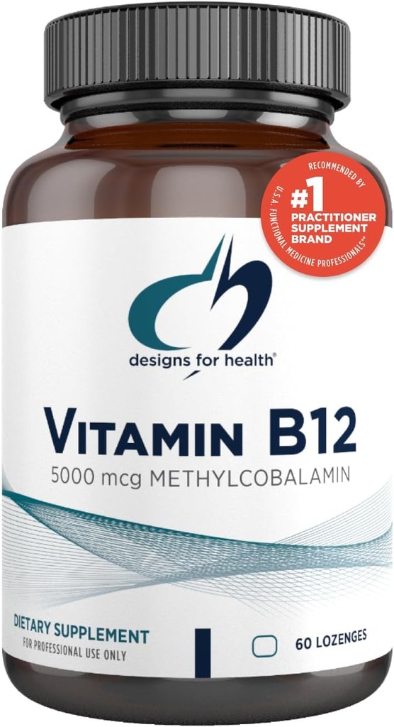 健康ビタミンB12ロゼンジのためのデザイン - B12ビタミン5000のmcgのMethylcobalamin - ビタミンB12サプリメント - ビーガン+非GMO、ナチュラルベリー味(60クイック分解ローゼンジ)
