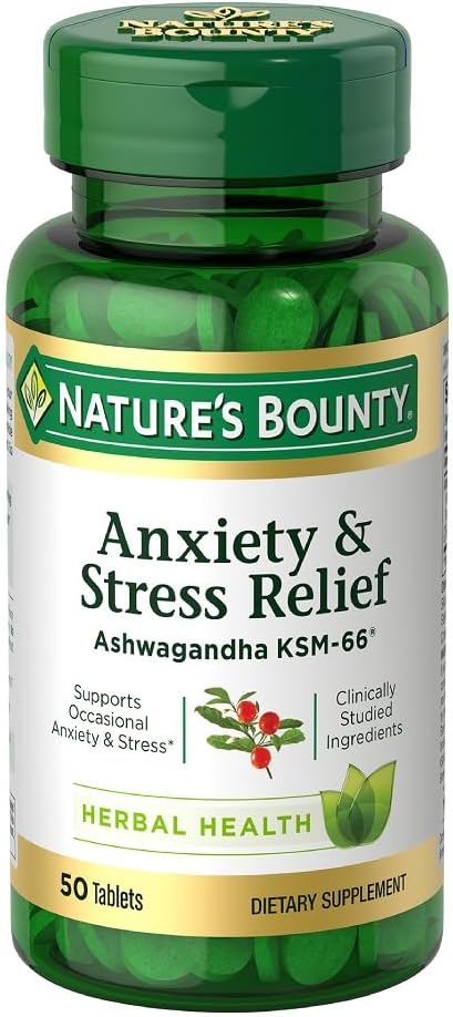 Nature's Bounty ストレスリリーフ Ashwagandha KSM 66 錠, Mood サポート, 50 カウント