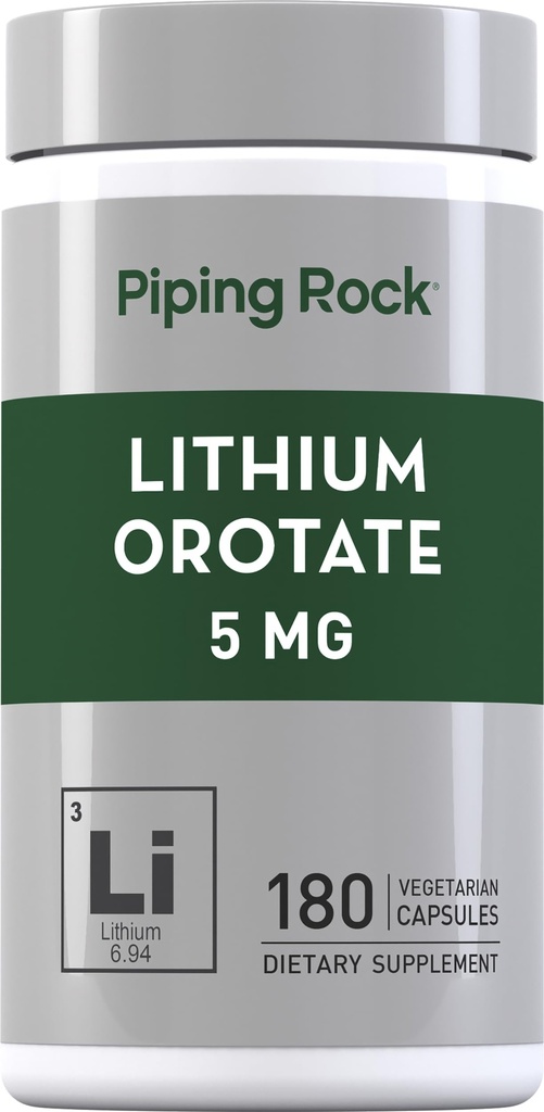 ピッピングロック リチウムオロット サプリメント | 5mg | 180カプセル | 非GMO、グルテンフリー