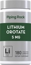 ピッピングロック リチウムオロット サプリメント | 5mg | 180カプセル | 非GMO、グルテンフリー