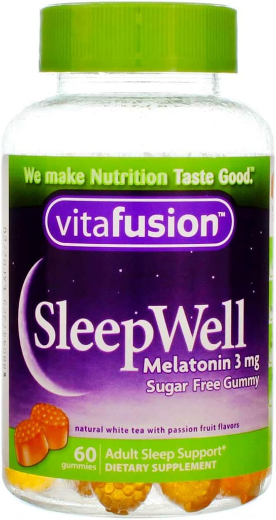Vitafusion SleepWell Gummy Sleep Aid 大人、白茶、パッションフルーツ 60 ea バイ Vitafusion