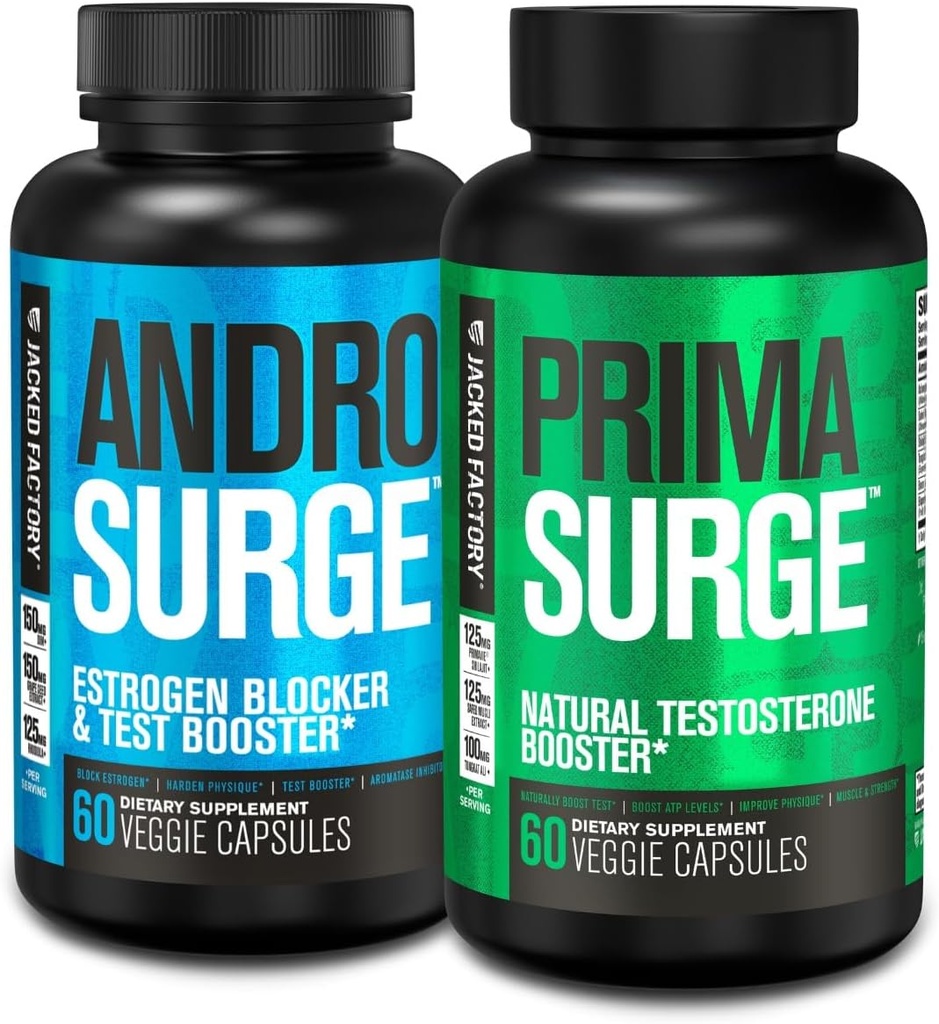 人のためのジャッキ工場テストステロンブースター  トンカットアリのエストロゲンブロッカー - Androsurgeアンチエストロゲン+ Primasurgeナチュラルテストブースター - 筋肉の成長のために、バイタリティ、エネルギー、30日の供給