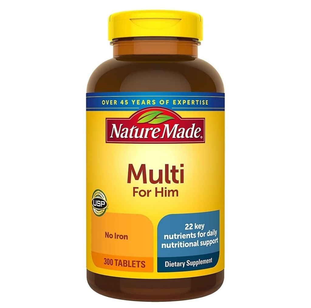 自然は鉄無し、人の毎日の栄養サポートのための人のMultivitamin、人のための300のタブレット、300日の供給とヒムのためのMultivitaminを作りました