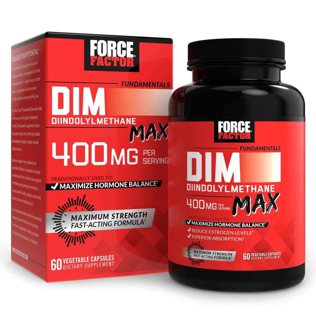 FORCE FACTOR DIM Max、DIMの補足400mg、女性及び人のためのエストロゲンのバランス、ホルモンのアクネ、Metabolism、Menopause、PCOS、Diindolylmethane、優秀な吸収、60のカプセルのための余分強さ