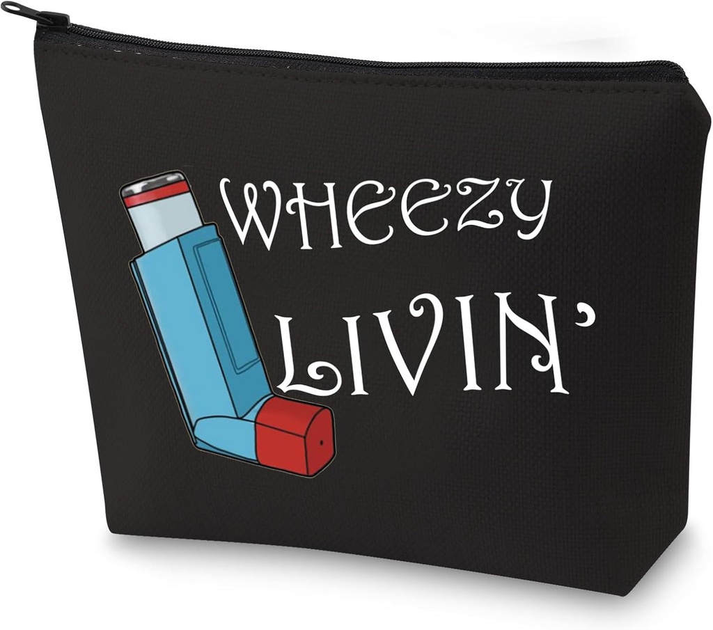 G2TUP喘息吸入器ギフト喘息吸入薬バッグWheezy Livin'吸入器ポーチ(Wheezy Livin)