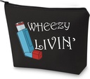G2TUP喘息吸入器ギフト喘息吸入薬バッグWheezy Livin'吸入器ポーチ(Wheezy Livin)