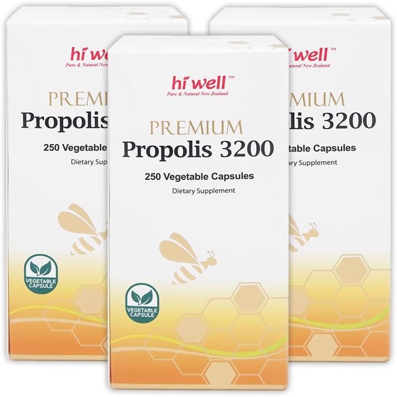 (パッケージ3) ハイウェルプレミアムプロポリス3200フラボノイド96mg 250VegeCapsules