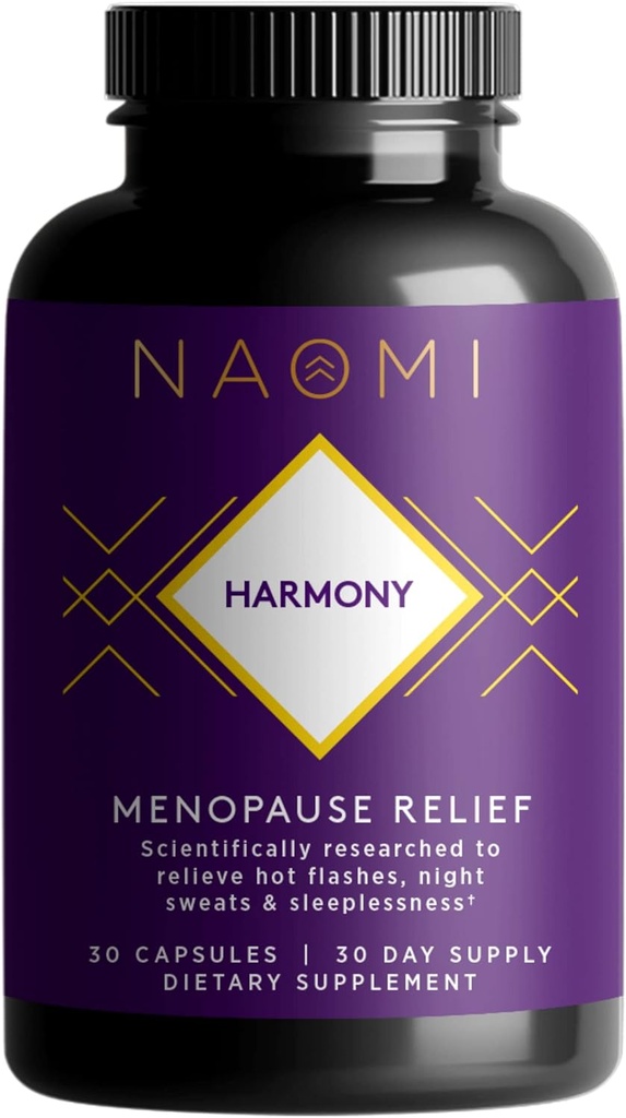 NAOMI Harmony Menopause Relief Supplement – Hormone Balance Support for Hot Flashes – 30 Veggie Capsules