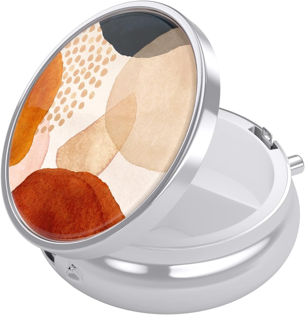 Nipichshaの丸薬箱、財布のための小さい丸薬箱及びポケット、かわいい旅行薬のオルガナイザー、ビタミン、薬、魚油及び補足、簡単な抽象的な芸術を握る携帯用薬の容器のホールダー