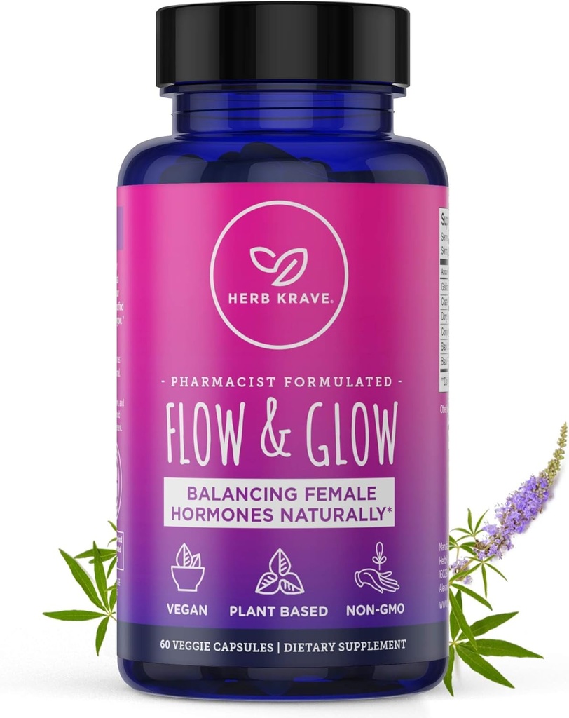 女性のためのフローとグローナチュラルホルモンバランス - PMS&マノポーズの救済、気分のスイング&ナイトは、MenopauseのためのDonq Quai&ブラックコホッシュと汗 - 60ビーガンカプセル(1パック)