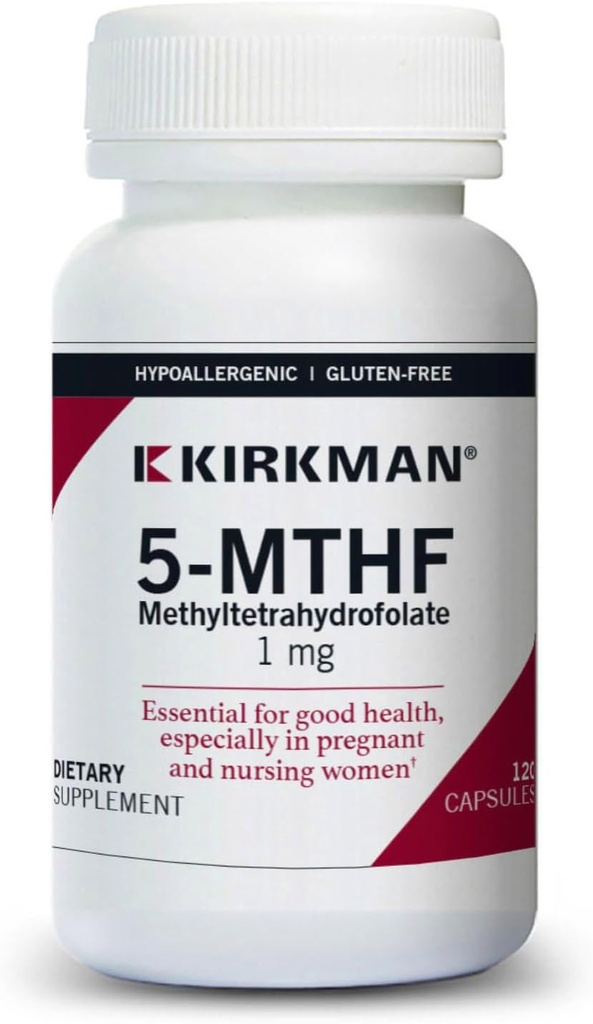 Kirkman 5-MTHF - Hypoallergenic - 120ベジタリアンカプセル - 良好な健康のための葉酸エッセンシャル