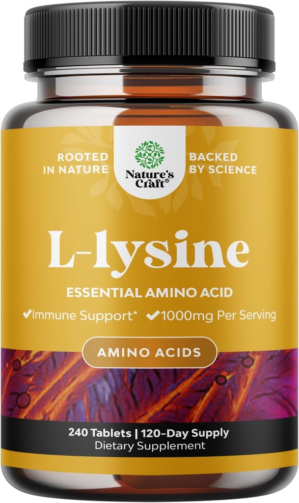 Natures Craft L Lysine 1000mg/サービング栄養補助食品 - 眼の健康の唇の心配の骨サポート免疫システム筋肉成長とベジタリアンコラーゲン240錠のためのL-lysineエッセンシャルアミノ酸