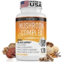 きのこのコンプレックス, エネルギーと免疫サポートのための10キノコブレンド, サービングあたり2600mg, 120ビーガンカプセル