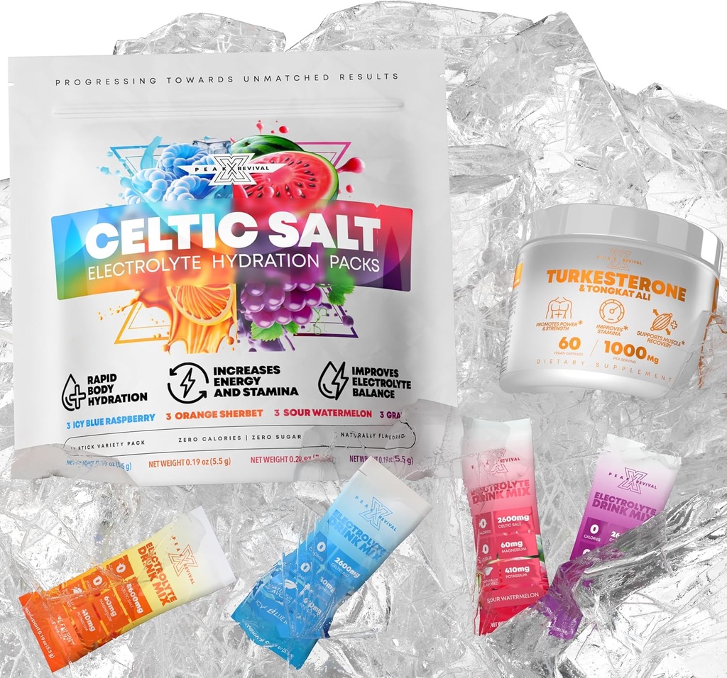 米国製Turkesterone&Tongkat Ali(1000mg)+電解質粉末パケット(12電解質パケット)