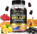 Shilajit Gummies, Pure Himalayan Shilajit Gummies with 100% Shilajit, Shilajit Organic Gummies Rich in Fulvic Acid 85+ Trace Minerals Suitable for Men & Women, Non-GMO - 60 Gummy