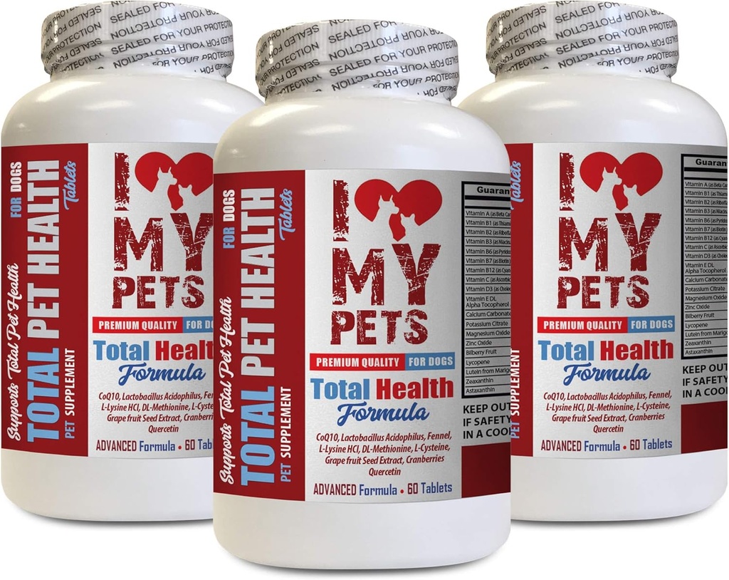 私は私のPETS LLC犬のための免疫を愛する - 犬の合計ペット健康 - プレミアムフォーミュラ - ベストコンプレックス - 犬のビタミンBコンプレックス - 3ボトル(180トリート)