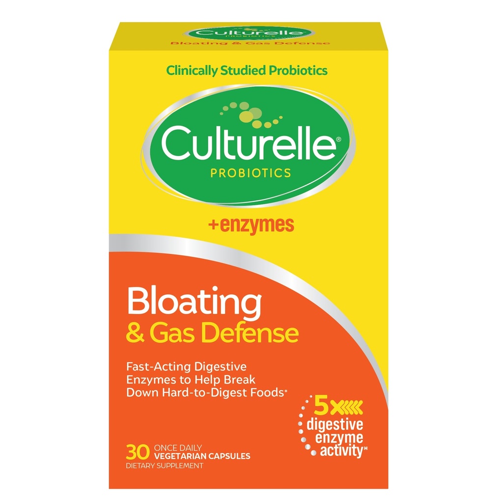 ダイジェクティブヘルス、30カプセルのダイジェクティブ・酵素&プロバイオティクス、Culturelle Bloating&Gas Defense、Occasional Indigestion & Discomfortをサポート