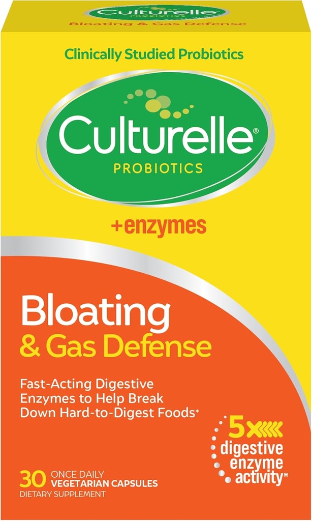 ダイジェクティブヘルス、30カプセルのダイジェクティブ・酵素&プロバイオティクス、Culturelle Bloating&Gas Defense、Occasional Indigestion & Discomfortをサポート