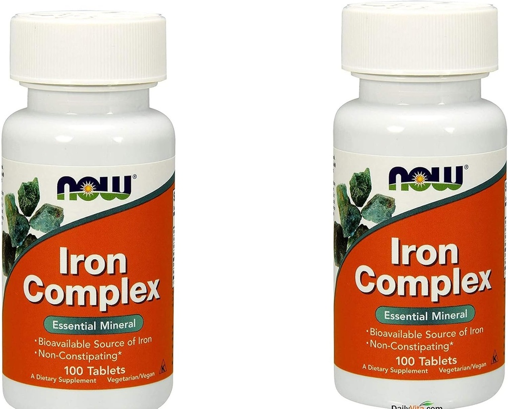 NOW Foods IRON COMPLEX 100 Tabsの2本のボトル