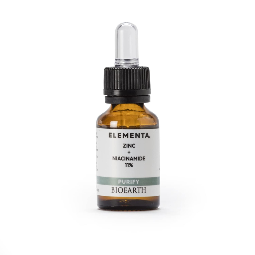 Bioearth Elementa、PURIFY は亜鉛と顔の血清を集中し、11% ナイアシンアミド、浄化し、バランス 効果、イタリア製、ビーガン、AIAB 認定 - 15ml パック